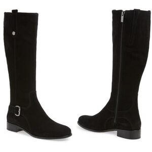 La Canadienne Waterproof Black Suede Riding Boots Size 7.5